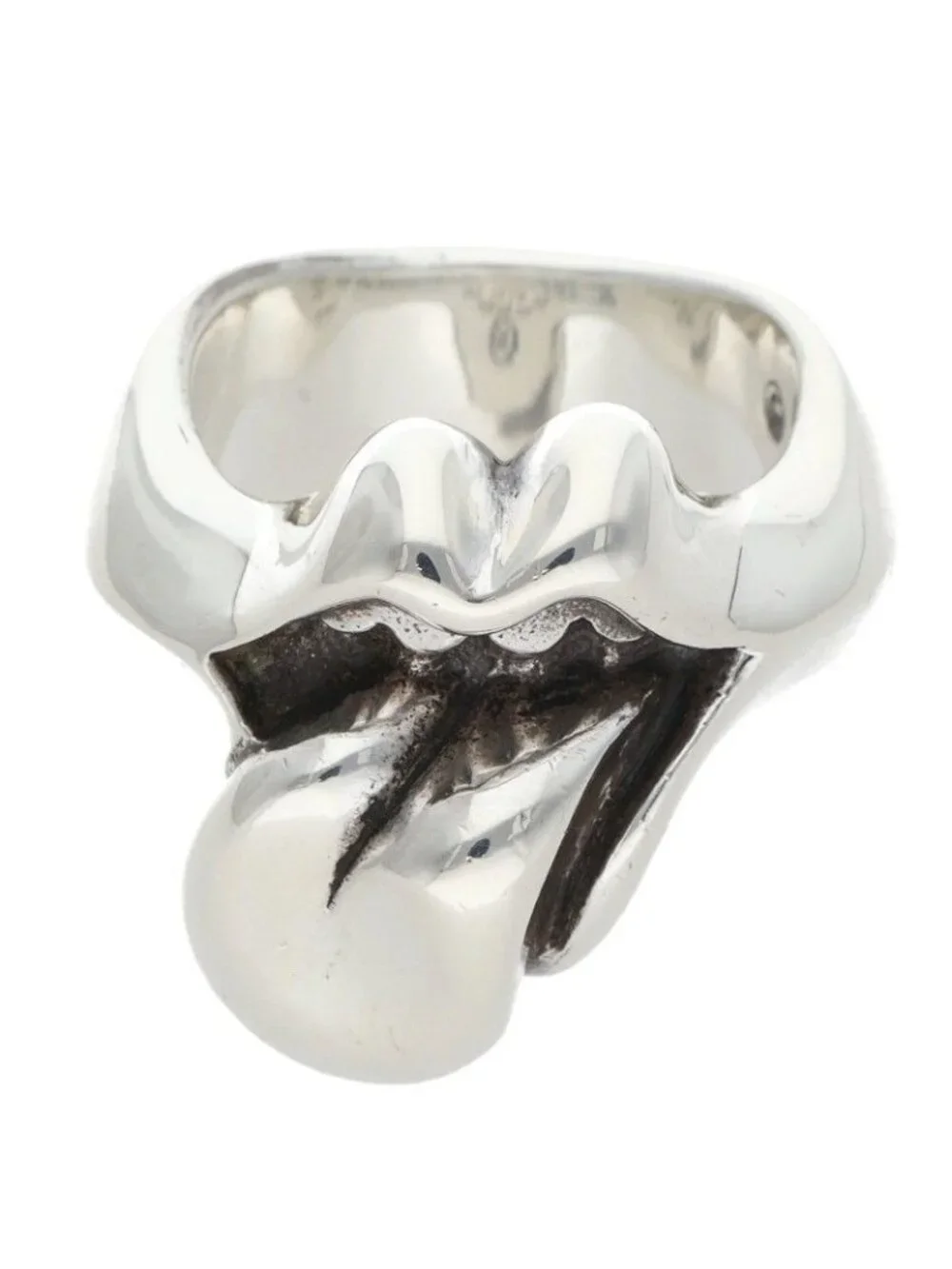 Chrome Hearts Lip Tongue Md Lip and Tan Silver Ring